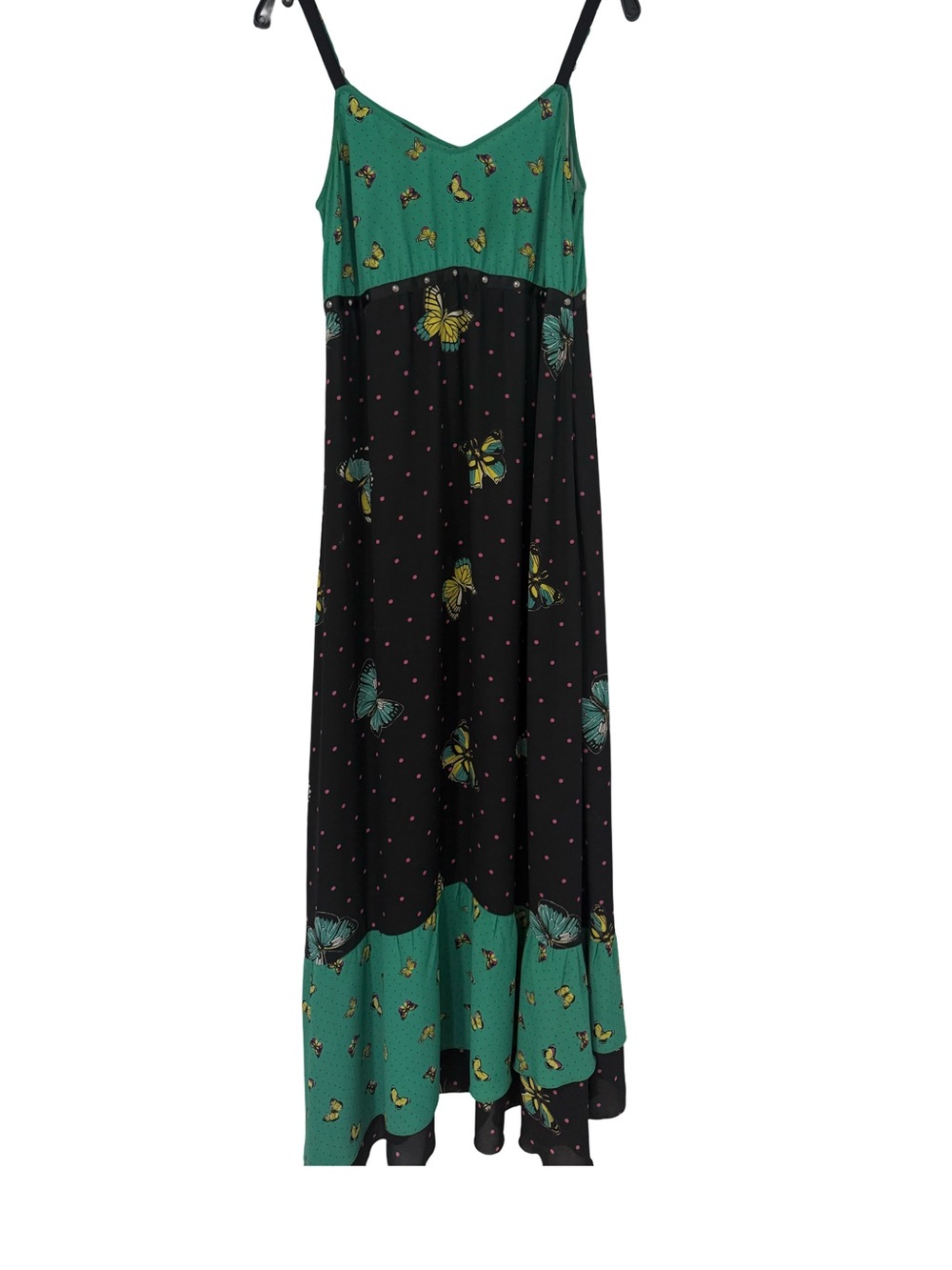 Pinko Green and Black Butterfly Print Maxi Dress